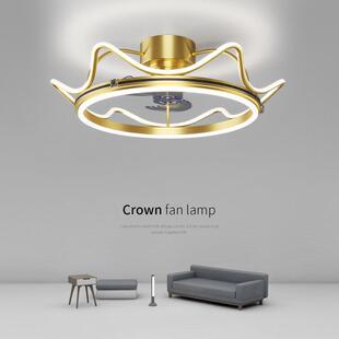 卧室风扇灯儿童房灯简约现代北欧轻奢金色黑金吸顶灯吊扇灯男孩