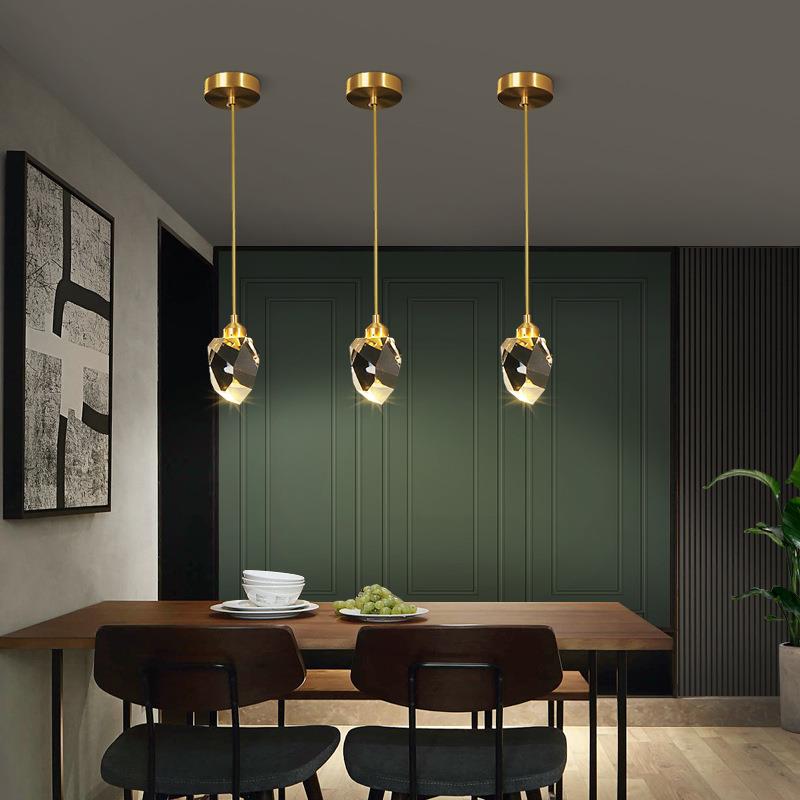 餐厅吊灯三头全铜轻奢水晶创意个性大气家用简约现代饭厅餐桌灯具