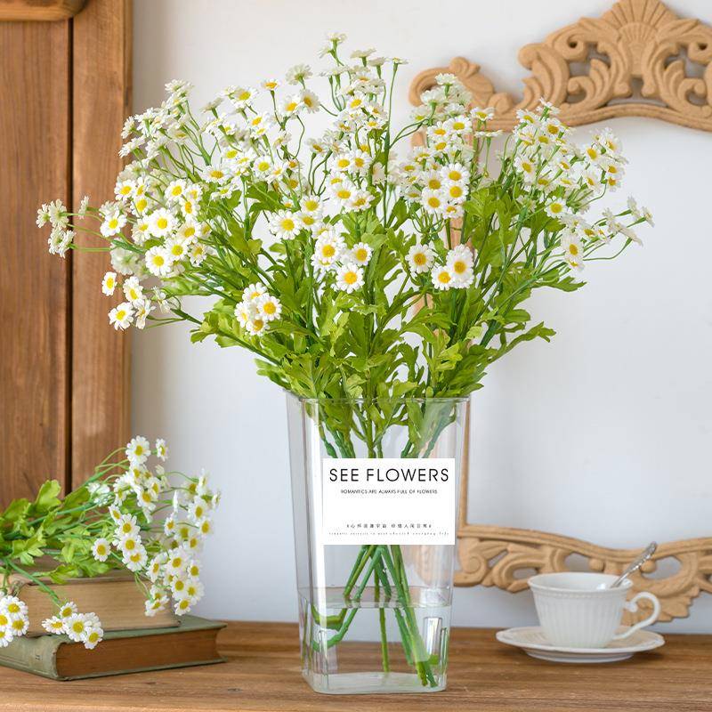 奶油洋甘菊小雏菊假花仿真花高档新款花店花瓶桶插花摆设花艺摆件