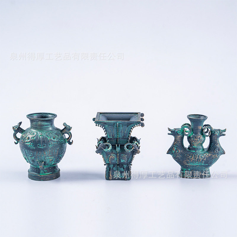 博物馆仿铜冰箱贴象尊大鼎摆件钟何尊青铜器古董文物四羊方尊创意图片