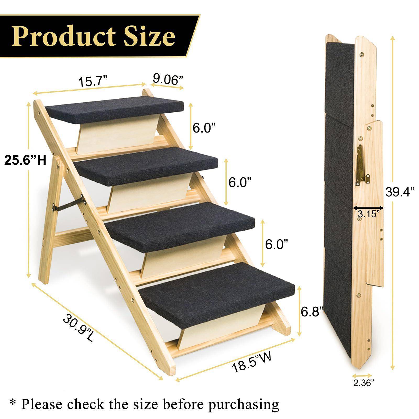 亚马逊可调节老年狗台阶宠物爬梯实木坡道狗楼梯上下汽车沙发梯子