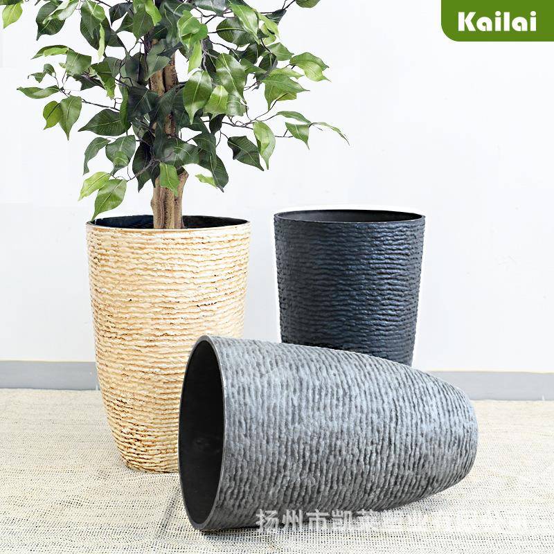 欧式幸福树琴叶榕客厅绿植落地专用树脂高款户外超特大号塑料花盆