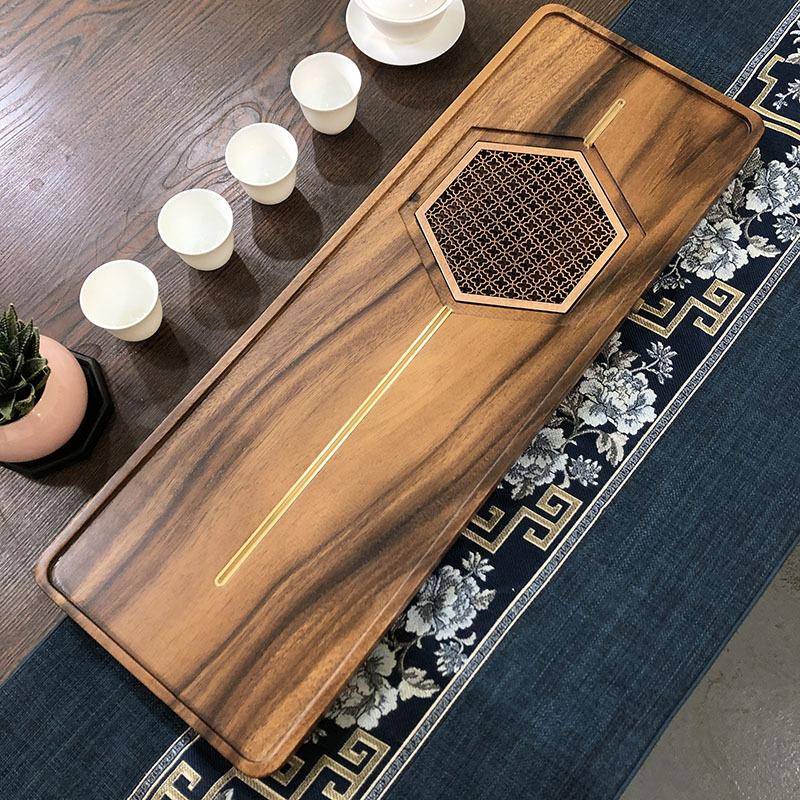 胡桃木茶盘整块实木高端家用排水酒店办公室茶海功夫小型干泡茶台