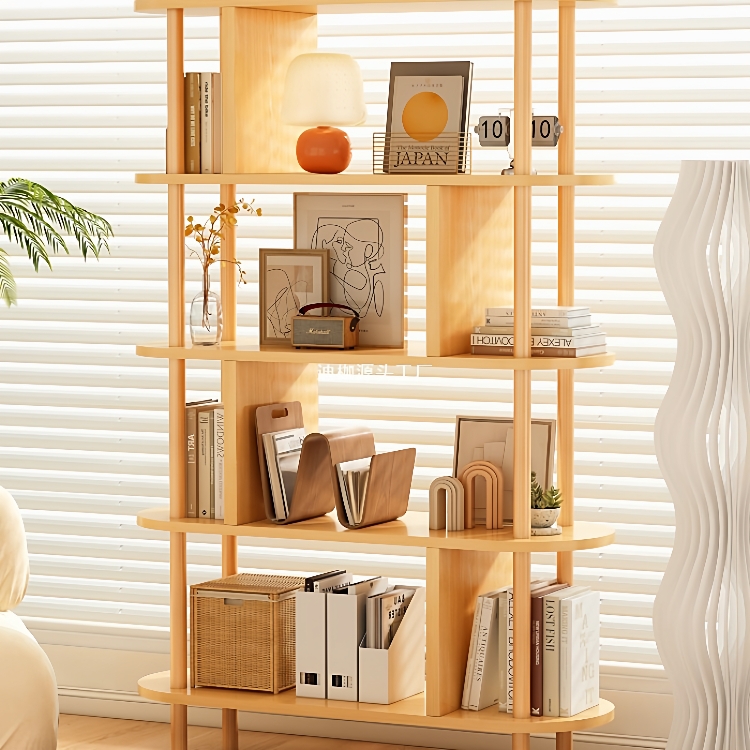 书架落地置物架客厅多层收纳储物架货架简易展示架实木腿家用书柜