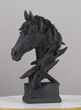 轻奢现代创意黑色马头摆件t家居饰品电视柜玄关书房酒柜装饰品摆