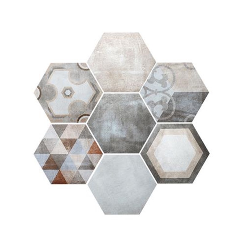 复古水泥大六角砖花砖客厅餐厅灰色六边形瓷O砖个性工业风阳台地