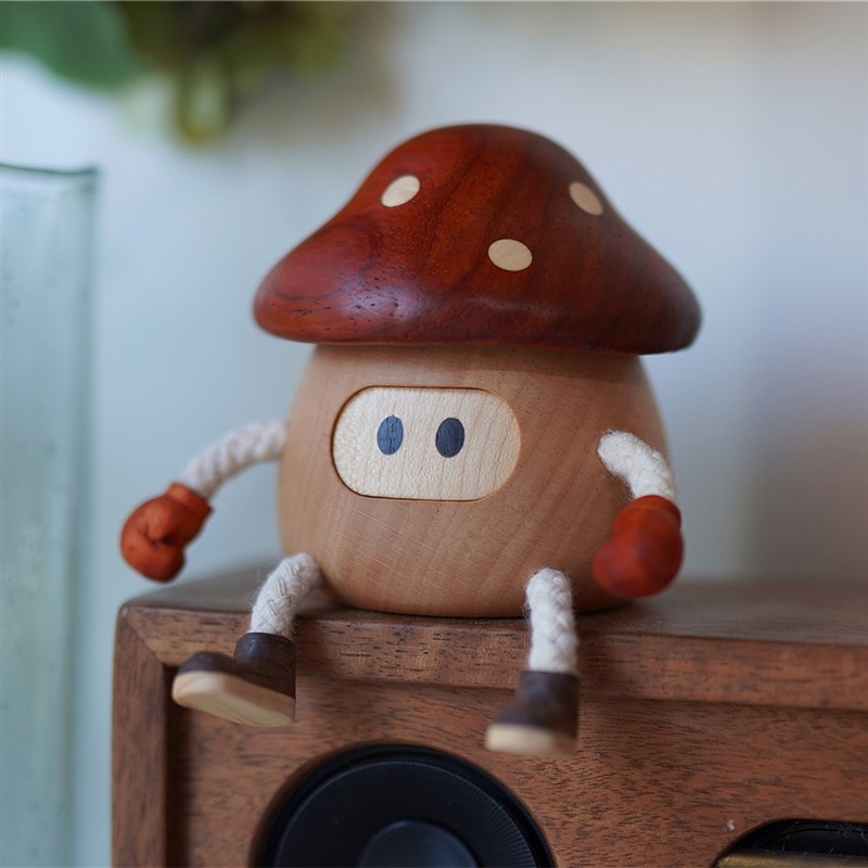 蘑菇小木偶摆件j创意可爱治愈系桌面装饰品送朋友闺蜜生日礼物女