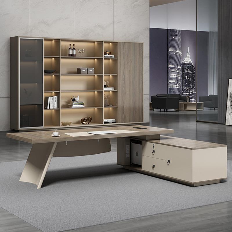 现代简约老板桌总裁桌经理主管桌办公室简约现代大班台老板椅组合