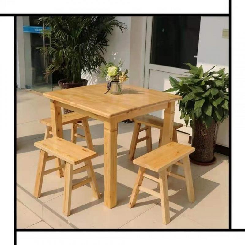 实木餐桌餐椅组合饭店快餐小吃店桌椅面馆烧烤四方桌仿古八仙桌