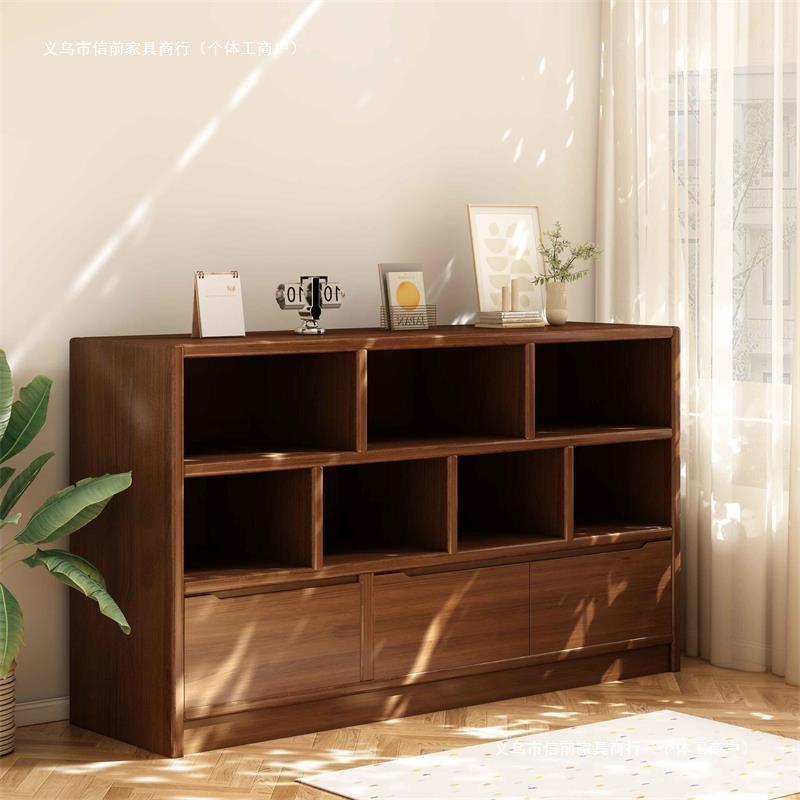 实木书柜置物架落地储物柜靠墙一体幼儿园客厅矮柜子展示柜小书架