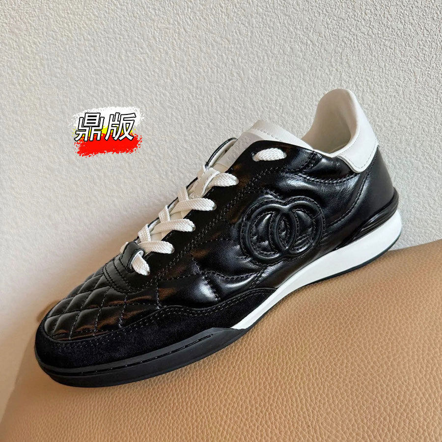 高定品质小香风2025秋冬新款菱格真皮跑步鞋女网球鞋运动休闲板鞋