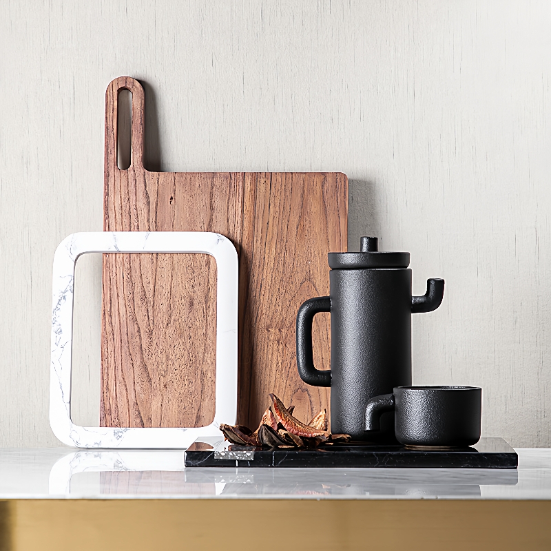 大千新品创意原木人造大理石方框摆件样板间厨房砧板菜板装饰板