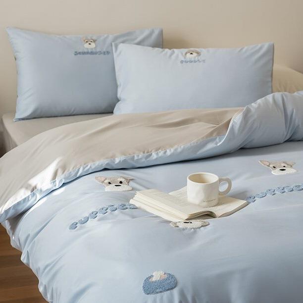 双股50支长绒棉四件套轻奢卡通全棉毛巾绣纯棉被套床笠款床品床单