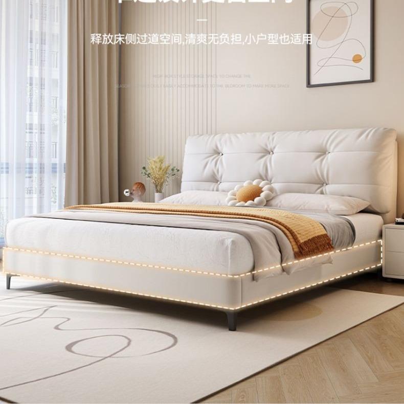 奶油艺床现代意式简约双人床主卧软包床云朵泡芙床