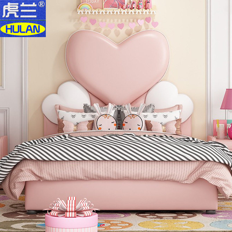 BBM609-1儿童床男孩汽车床轻奢现代实木真皮床青少年单人床男童软