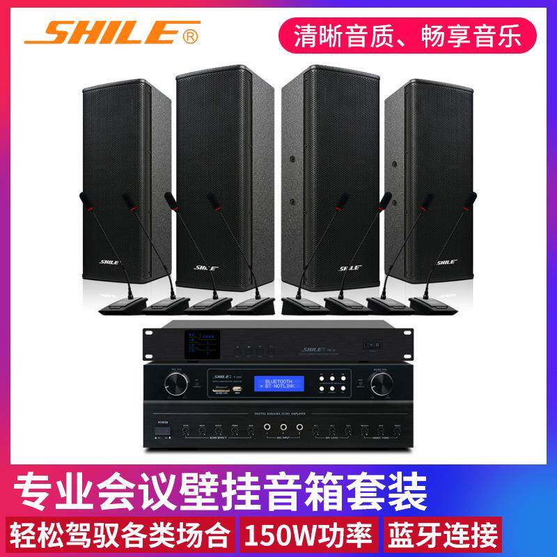 狮乐OK555C+BX404+YW10主机+YW7话筒专业会议音响系统壁挂音箱