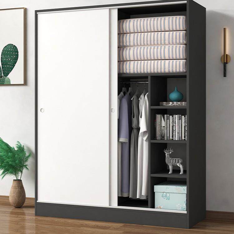 推拉门衣柜家用卧室出租房屋用简易组装小型收纳储物柜子实木衣橱