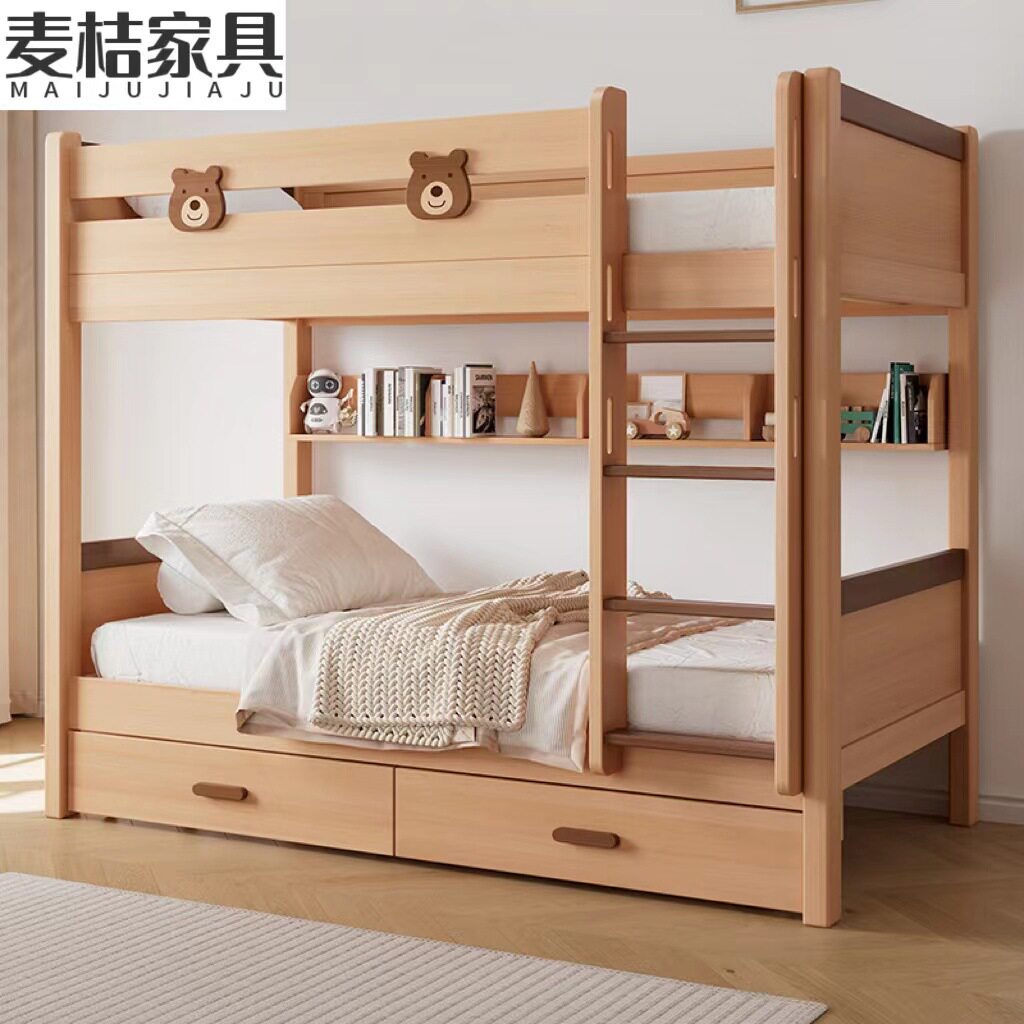 儿童实木床经济型上下床子母床上下同宽双人床楼梯爬梯高低床批发