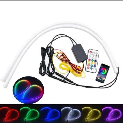 汽车LED灯超薄七彩12V扫描日行灯APP控制24V幻彩导光灯RGB带转流
