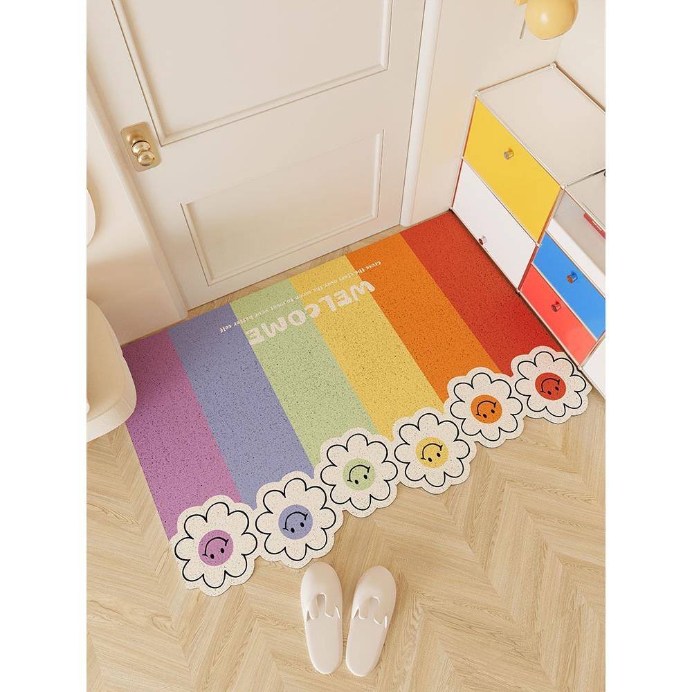 【折扣价】笑脸彩虹丝圈玄关进门垫除尘耐脏入户门地垫防滑家用脚