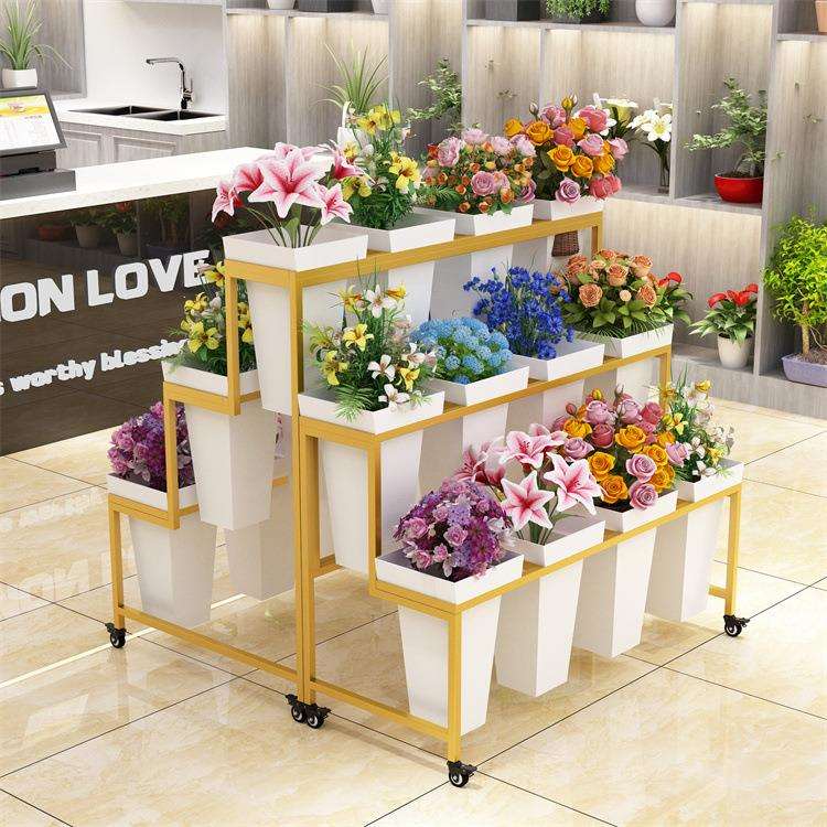 轻奢铁艺花架可移动多层花桶架室内养花鲜花陈列架花店展示架