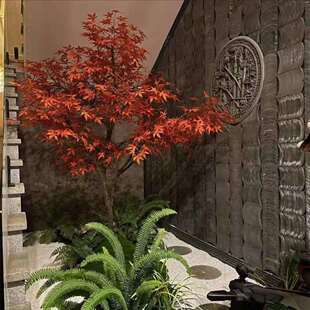 仿真红枫树日式枯山水楼梯口造景装饰假树鸡爪槭室内外绿植景观