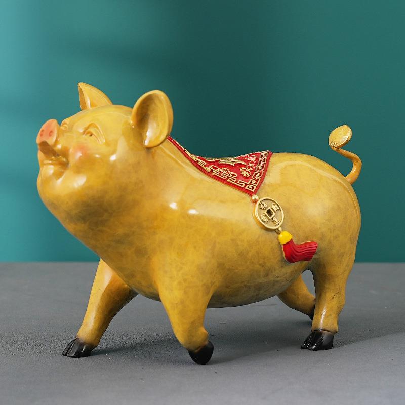 富贵金猪彩铜摆件生肖福猪工艺品家居客厅桌面全铜装饰品开业送礼