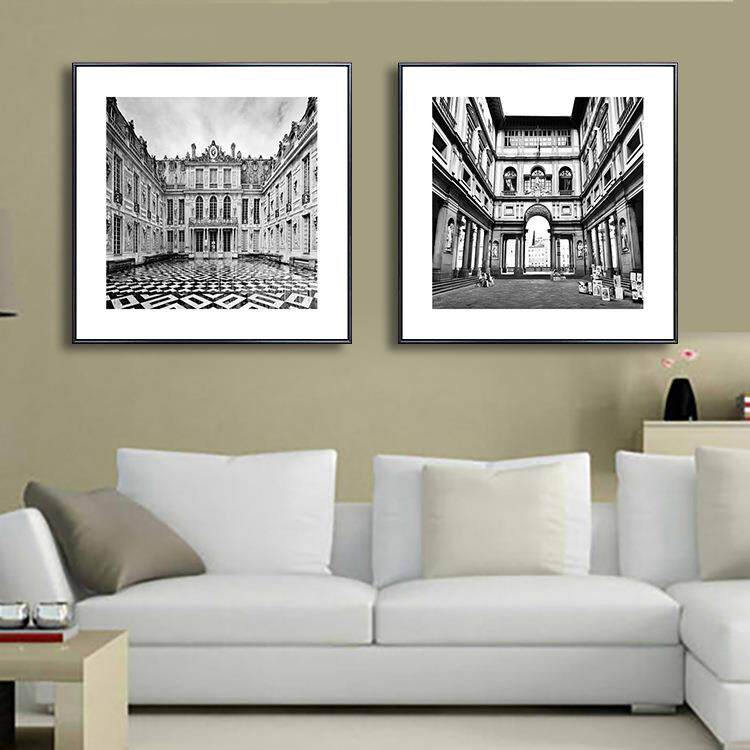 圣仕 黑白建筑装饰画现代简约沙发背景墻卧室壁画餐厅玄关挂画