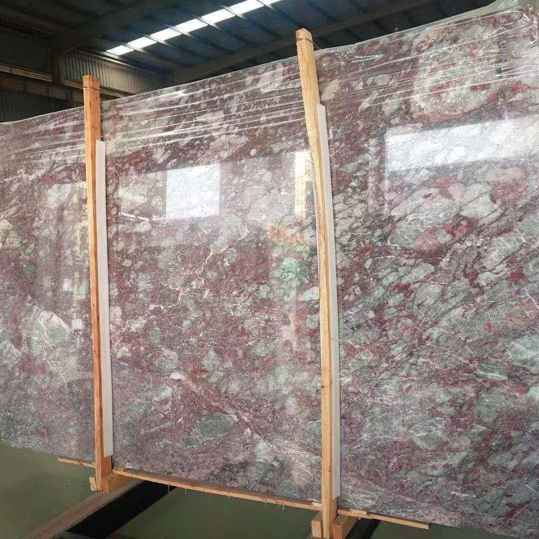 圣萝兰大理石紫玫瑰 走廊地板石材创意拼花装饰大理石茶几桌面