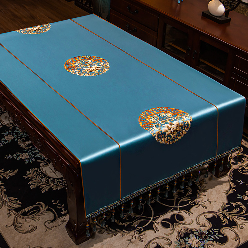 中式家用长方形桌布布艺餐桌垫现代电视柜盖布Q客厅茶几垫桌旗定