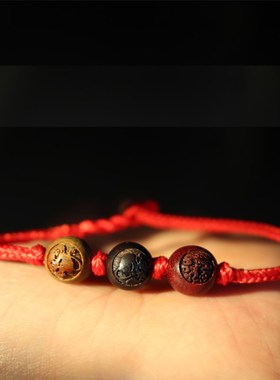 本命年多宝三合三会生肖红黑绿檀木属相猪兔羊虎R马狗蛇鸡牛猴鼠