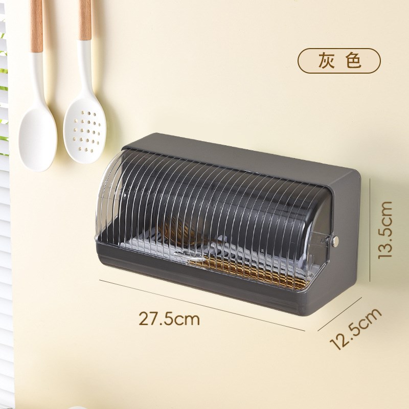 壁挂式筷子收纳盒厨房大r容量防尘带盖沥水筷笼置物架勺子收纳架
