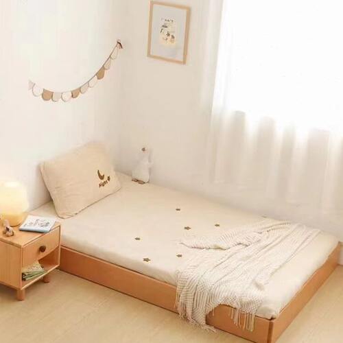 简约现代日式无床头床架子榻榻米床悬浮床双人原木实木床主卧
