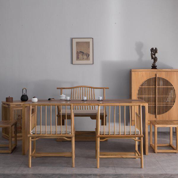 茶桌椅组合老榆木新中式泡茶台功夫黑胡桃木实木茶桌茶室家具禅意