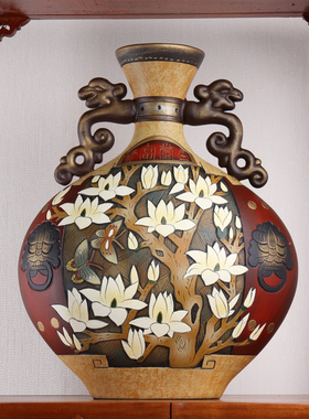 纯手工中式陶瓷客厅电视柜中国风复古博I古架隔断层摆件工艺品摆