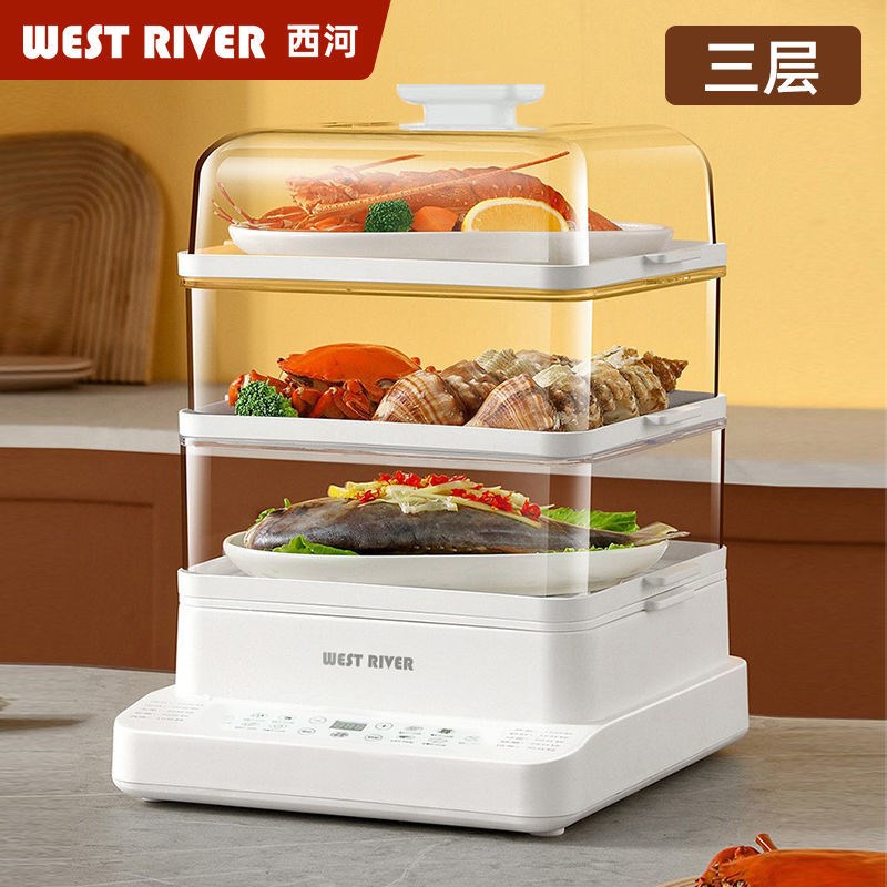 全自动德国全自动电蒸锅多功w能家用智能预约三层电蒸箱多层蒸煮