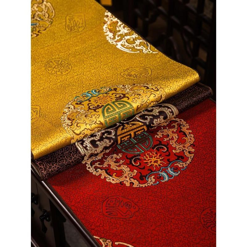 新中式电视柜盖j布中国风缎面长桌旗茶几桌布餐桌垫定制床头柜盖