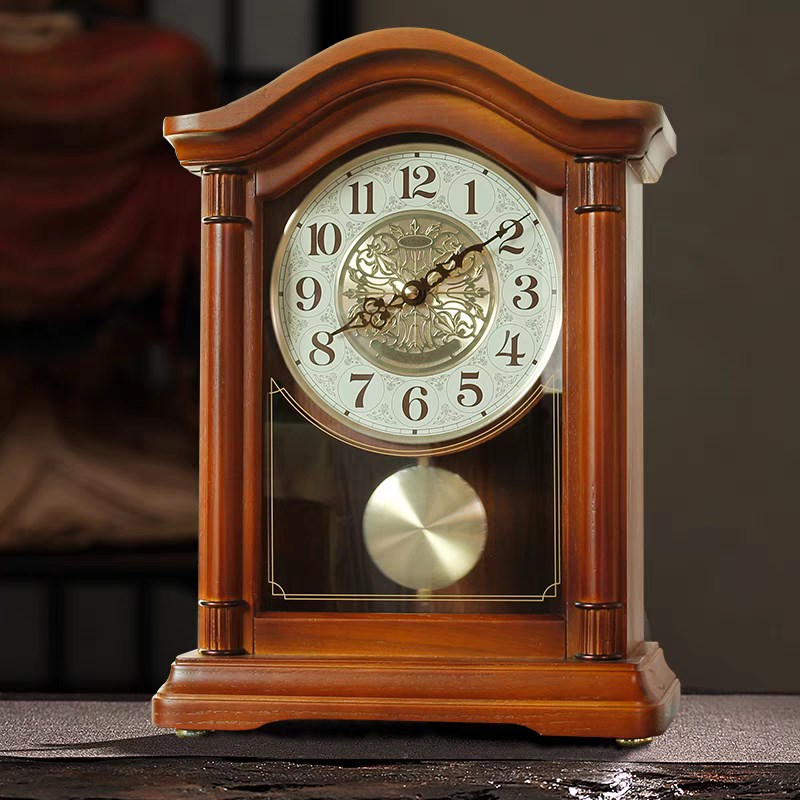 欧式古典客厅实木静音B座钟家用音乐报时摆钟