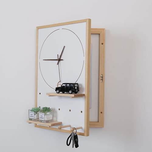 I9EK电表箱装饰画带钟表ins风实木家居洞洞板 空开配电盒遮挡箱置