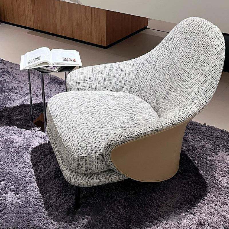 意式极简单人休闲沙发椅小户型客厅阳台设计师样板间布艺椅子座椅