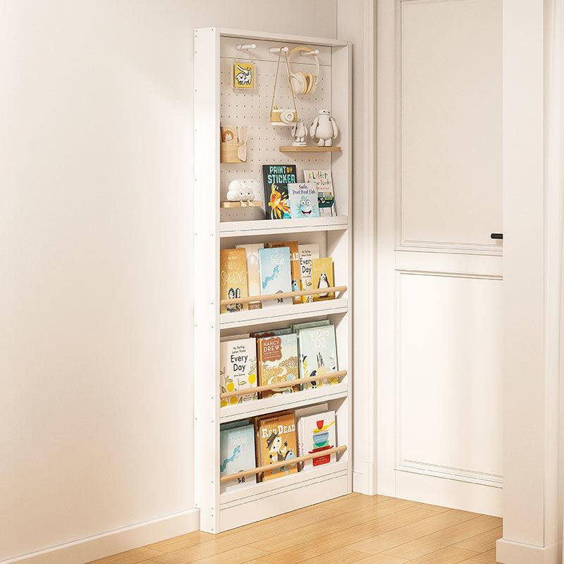 收纳架实木洞洞板置物架窄缝门后小户型书架薄柜子壁挂多层绘本架