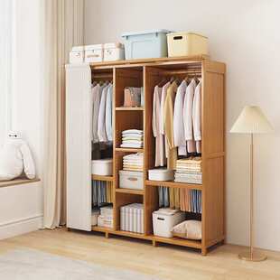 简易加厚衣柜家用卧室衣橱全封闭拉帘布柜子出租房组装加粗衣帽架