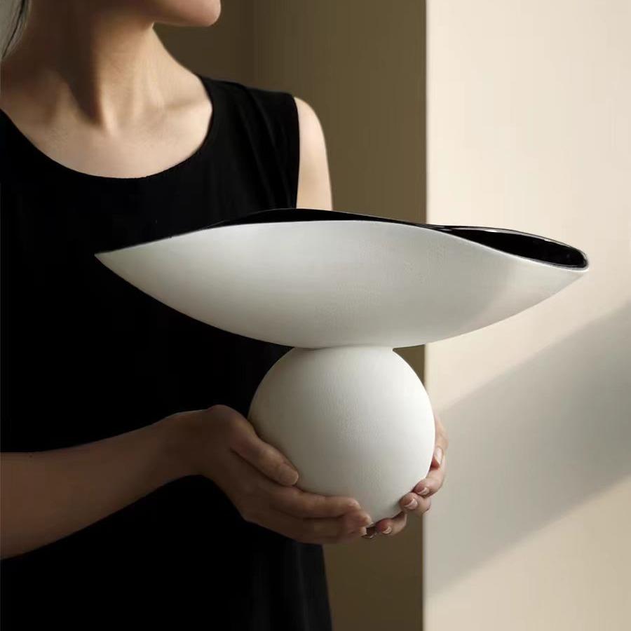 简约创意陶瓷几何摆件 客厅茶几桌面摆设 侘寂风高品质花瓶