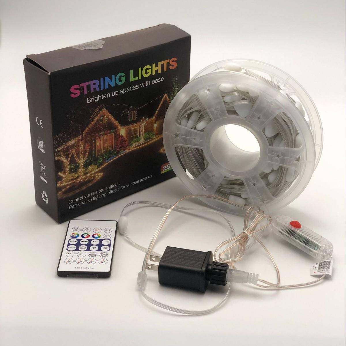 手机APP控制注塑乳白透明幻彩RGB爱心灯串露营节日装饰氛围灯串