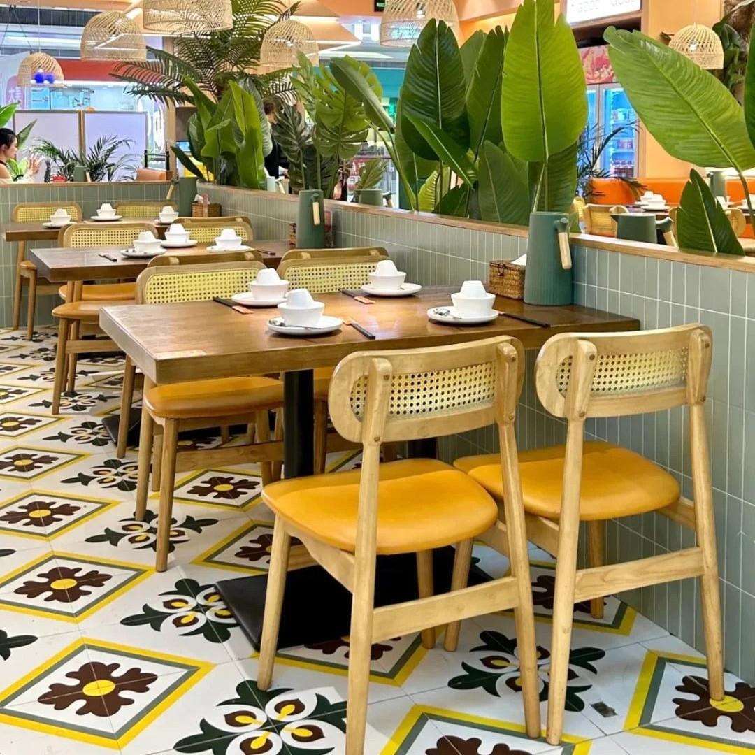 东南亚风餐厅桌椅港式茶餐厅早茶店餐椅咖啡厅奶茶店复古桌椅组合