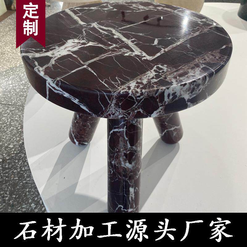 天然大理石一体紫罗红现代简约茶几边几茶桌子吧台饭桌饭台面设计