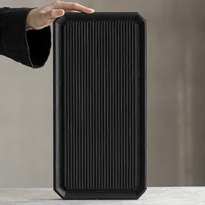 白蜡木炭烧黑茶托盘中式简约家用小型茶盘干泡茶台长方茶海