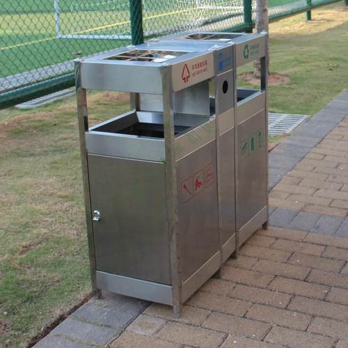 街道户外分类垃圾箱加厚公园景区不锈钢垃圾桶厂家小区金属果皮箱