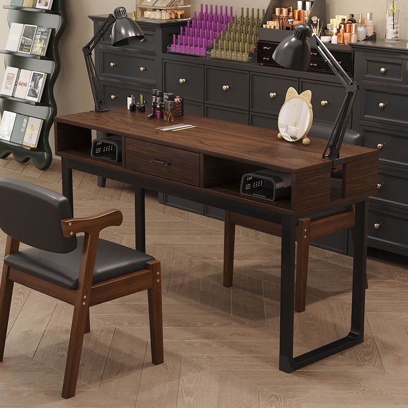 美甲桌椅套装覆古特价经济型单双工位美甲台可夹灯日式美甲店桌椅