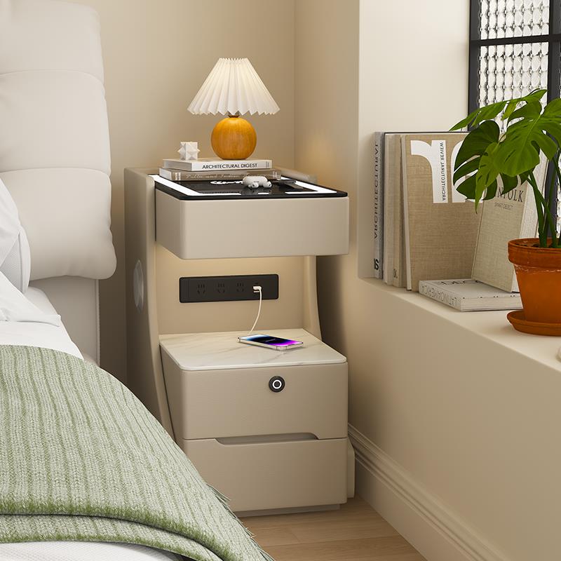 极窄智能床头柜带排插带锁迷你小型卧室收纳置物床边柜超窄夹缝柜